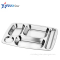 Wholesale stainless steel food serving tray with compartments